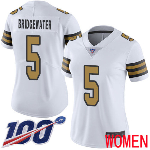 New Orleans Saints Limited White Women Teddy Bridgewater Jersey NFL Football #5 100th Season Rush Vapor Untouchable Jersey